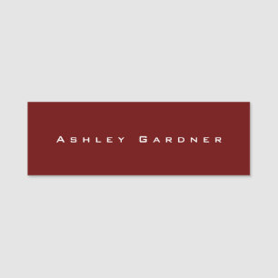 Modern Elegant Cute Unique Stylish Dark Red Color Name Tag