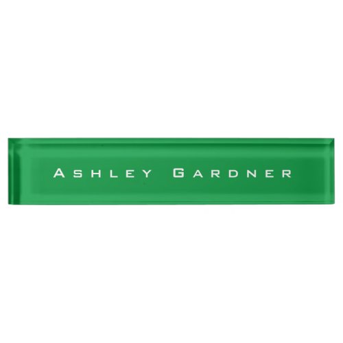 Modern Elegant Cute Unique Stylish Kelly Green Desk Name Plate