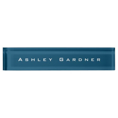 Modern Elegant Cute Unique Stylish Ocean Blue Desk Name Plate