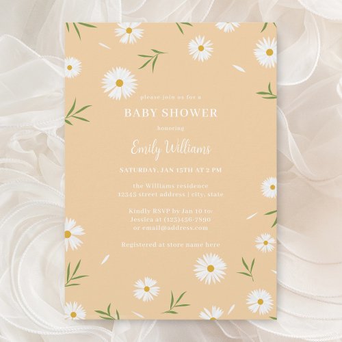 Modern Elegant Daisies Gender Neutral Baby Shower Invitation