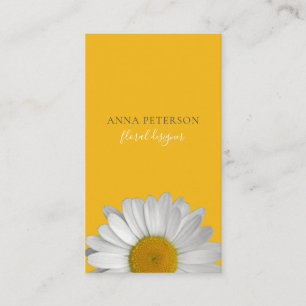 Modern Elegant Daisy Flower on Yellow Black Business Card