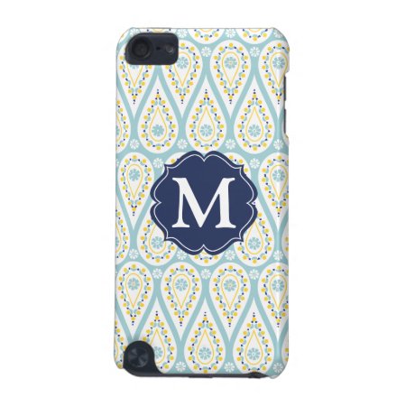 Modern Elegant Damask Blue Paisley Personalized Ipod Touch 5g Cover