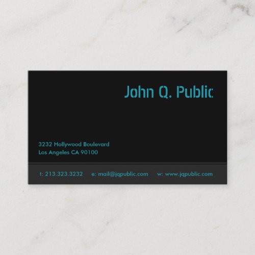 Black Business Card with Blue Font Color