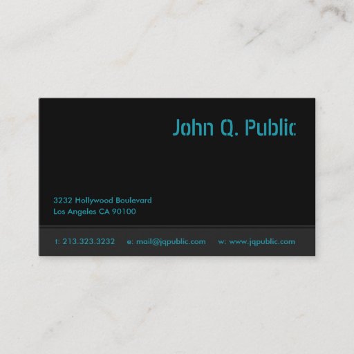 Customizable Black Business Card with Blue Font Color
