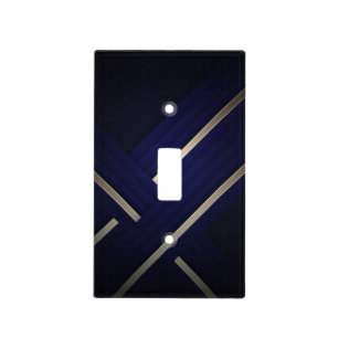 Modern Elegant Dark Blue With White Line Light Switch Cover