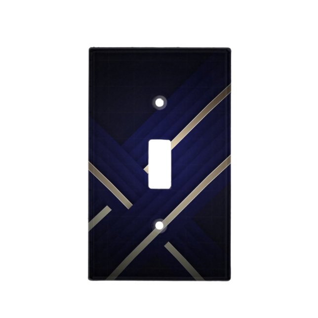 Modern Elegant Dark Blue With White Line Light Switch Cover (Front)