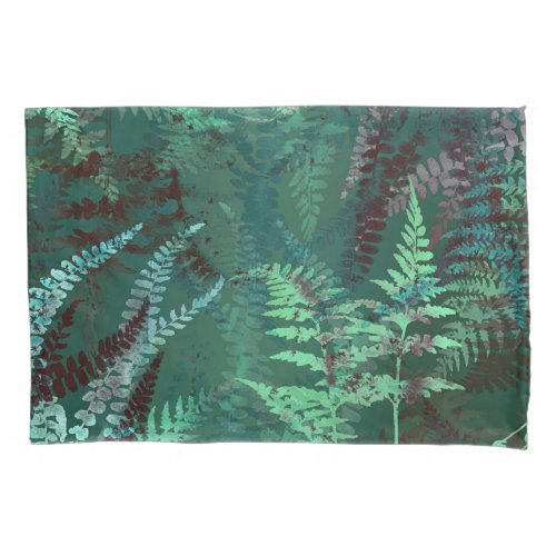 Modern Elegant Dark Emerald Green Ferns Pillow Case