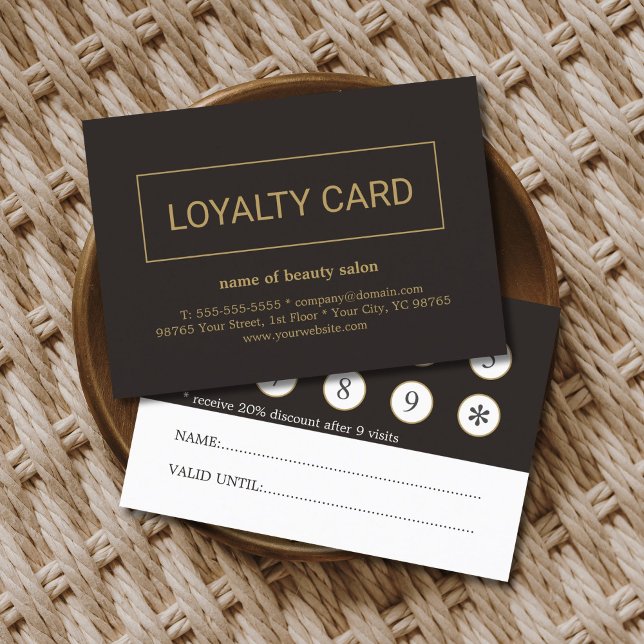 Modern Elegant Dark faux Gold Loyalty Card (Creator Uploaded)