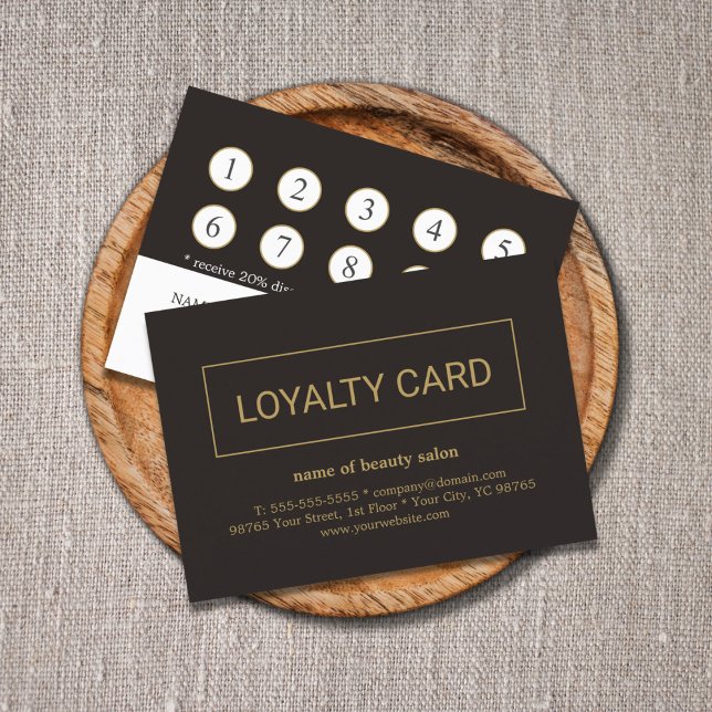 Modern Elegant Dark faux Gold Loyalty Card (Creator Uploaded)