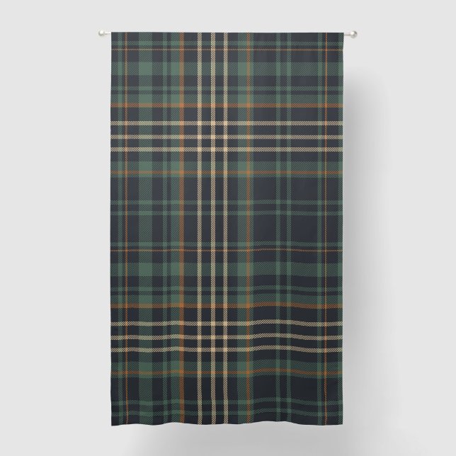 Modern Elegant Dark Green Plaid  Blackout Curtains (Front)