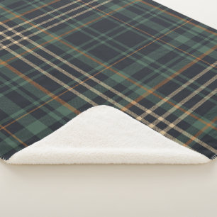 Modern Elegant Dark Green Plaid Sherpa Blanket
