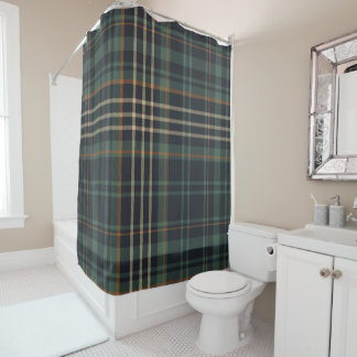 Modern Elegant Dark Green Plaid  Shower Curtain