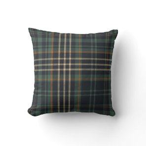 Modern Elegant Dark Green Plaid  Throw Pillow