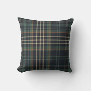 Modern Elegant Dark Green Plaid  Throw Pillow