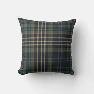 Modern Elegant Dark Green Plaid  Throw Pillow