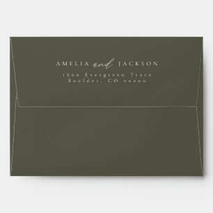 Modern, Elegant Dark Green Return Address Envelope