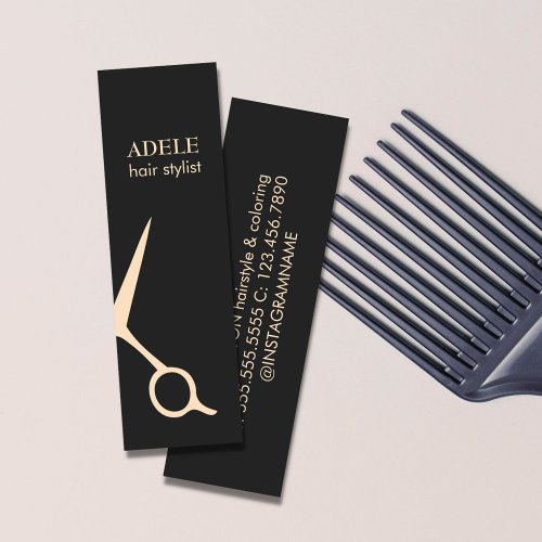 Modern Elegant Dark Grey Pastel Scissors Hair Mini Business Card