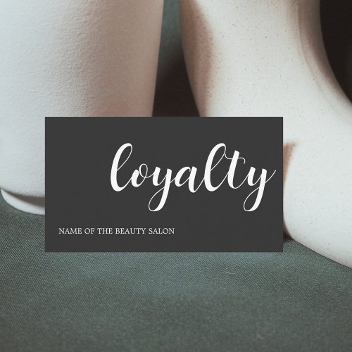 Modern Elegant Dark Grey White Beauty Loyalty Card