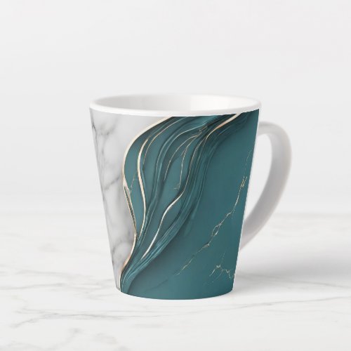 Modern Elegant Dark Teal Gold Marble Latte Mug