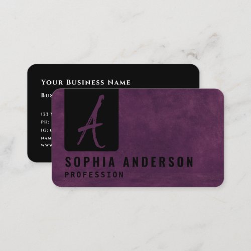 Modern Elegant Dark  Texture Purple Business Card