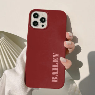 Modern Elegant Deep Red Custom iPhone 15 Case