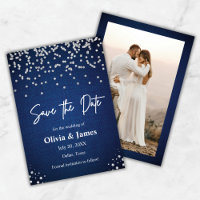Modern Elegant Denim and Diamonds Photo Wedding