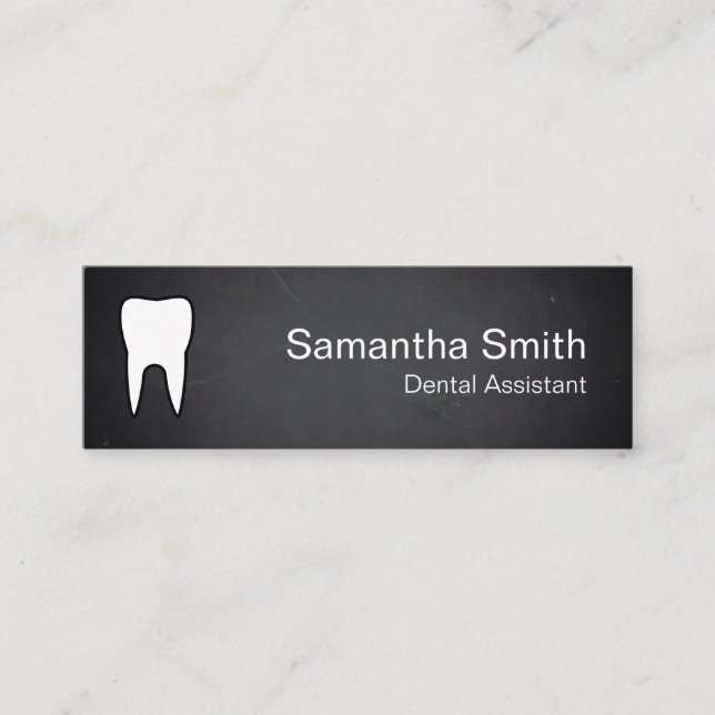 Modern Elegant Dental Assistant Dentist Tooth Logo Mini Business Card (Front)