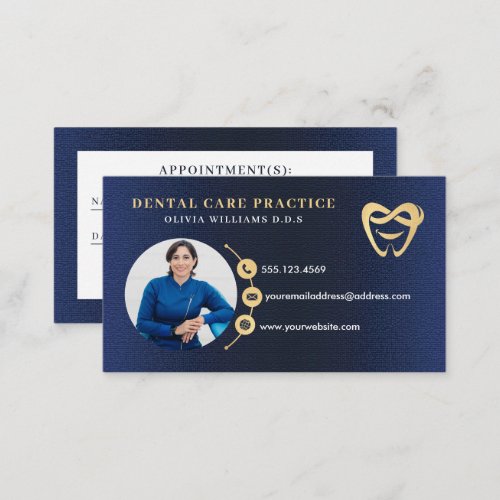 Modern Elegant Dentist Logo Photo Business Card