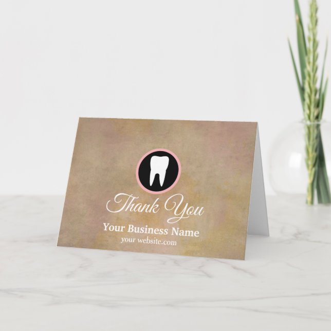 Modern Elegant Dentist Rose Gold Dental Office Tha Thank You Card (Front)