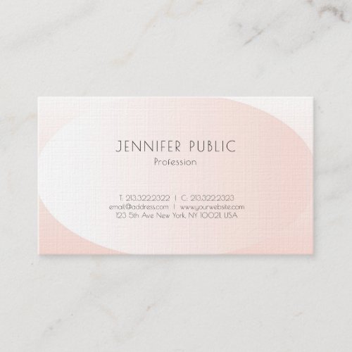 Modern Elegant Design Blush Pink Trendy Luxury Business Card