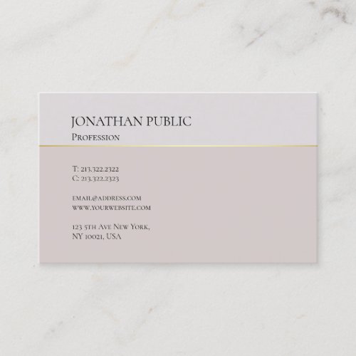 Modern Elegant Design Clean Plain Trendy Luxury Business Card