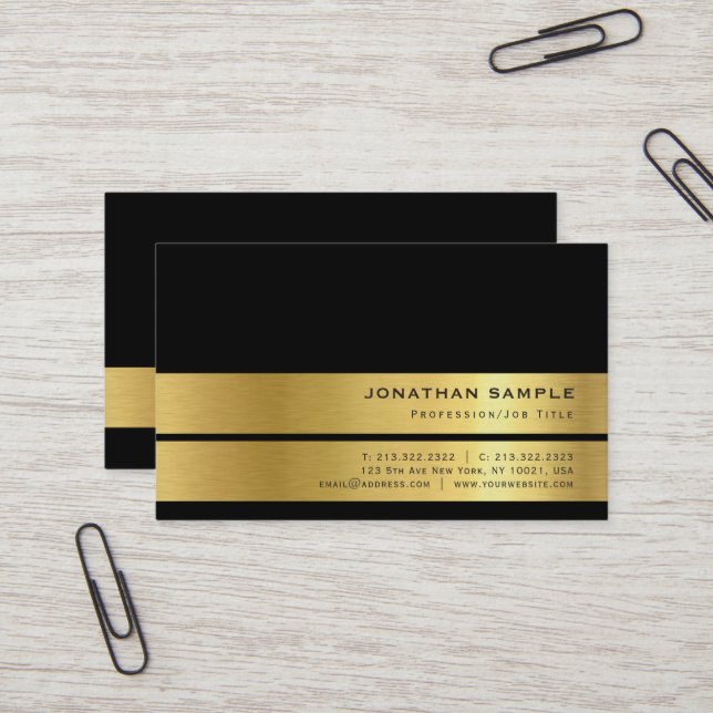 Modern Elegant Design Gold Look Plain Luxury Business Card (Front/Back In Situ)