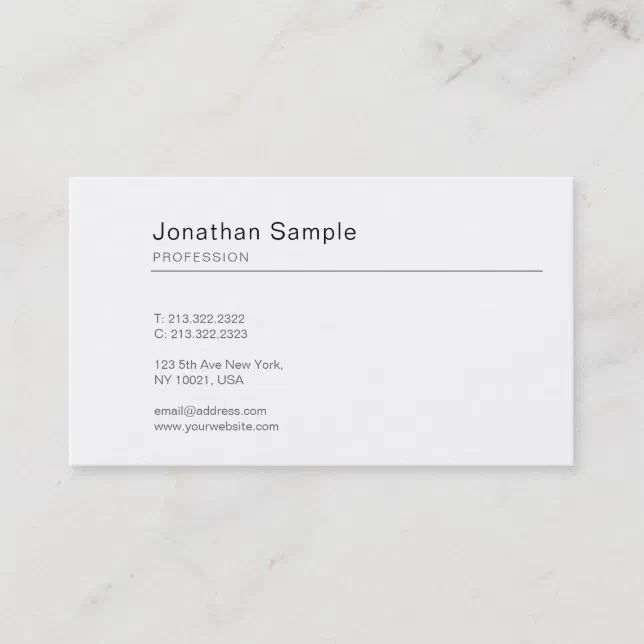 Modern Elegant Design Minimalistic Plain Trendy Business Card | Zazzle