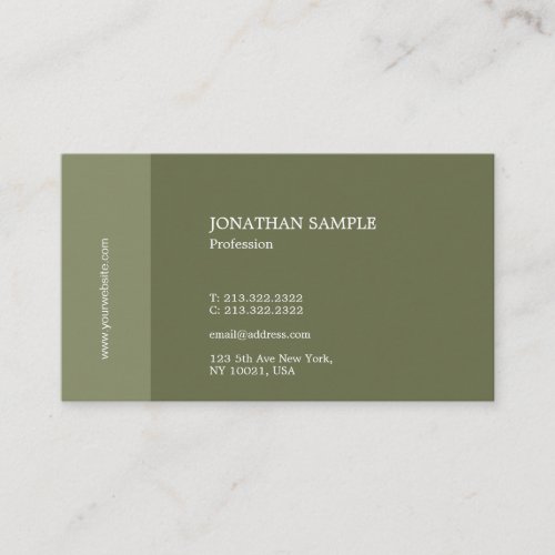 Modern Elegant Design Plain Green Trendy Luxe Business Card