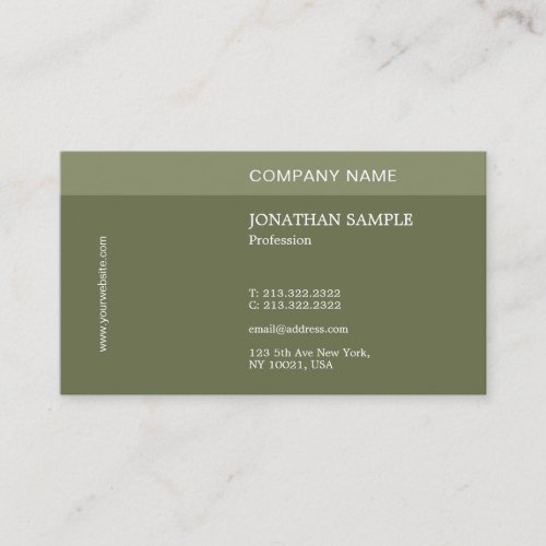 Modern Elegant Design Professional Plain Green Business Card