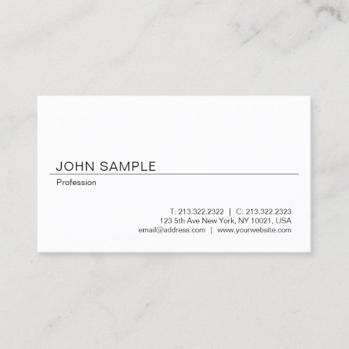 Modern Elegant Design Professional Simple Plain Business Card