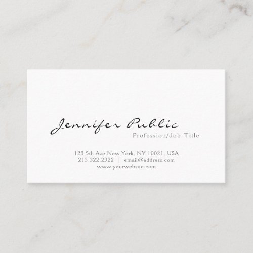 Modern Elegant Design Sleek Plain Professional Business Card