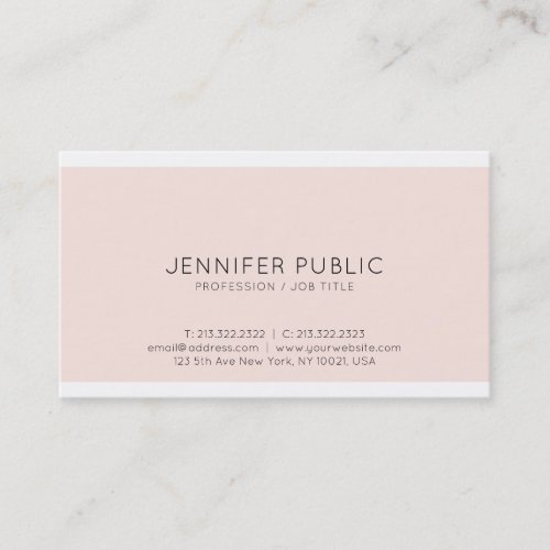 Modern Elegant Design Trendy Pink Plain Minimalist Business Card