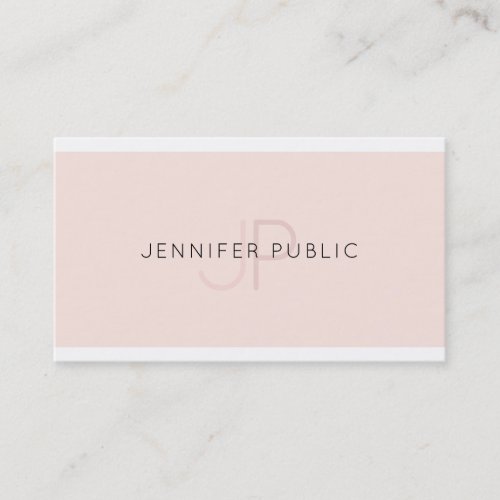 Modern Elegant Design Trendy Pink Plain Monogram Business Card