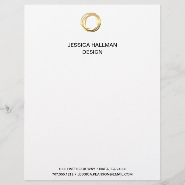 Modern Elegant Designer Scribble Logo in Gold Letterhead (Front)