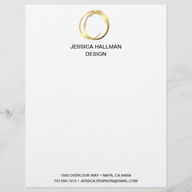 Modern Elegant Designer Scribble Logo in Gold Letterhead (Front)