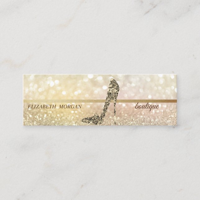 Modern Elegant, Diamonds High Heels Bokeh Mini Business Card (Front)