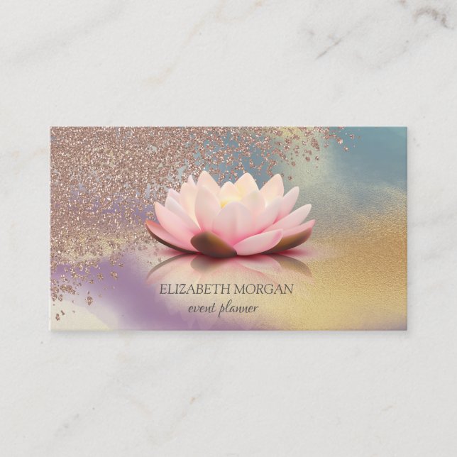 Modern Elegant Diamonds Lotus Colorful Business Card (Front)