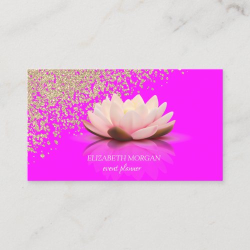 Modern Elegant Diamonds Lotus Pink Fluorescent Business Card