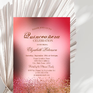 Modern Elegant Diamonds Metallic Quinceañera Invitation