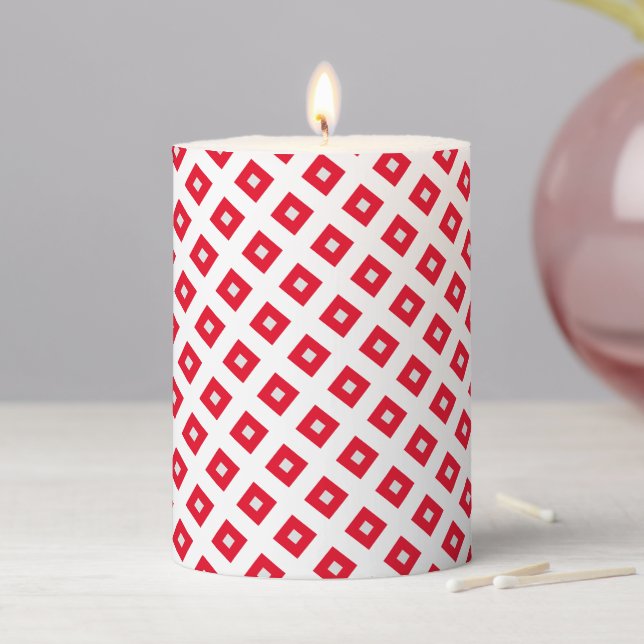 Modern elegant diamonds  pattern red for her cute pillar candle (In Situ)