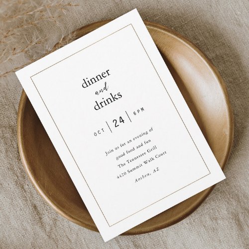 Modern Elegant Dinner and Drinks Business Invitation