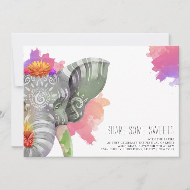 Modern Elegant Diwali Festival Invitation (Front)