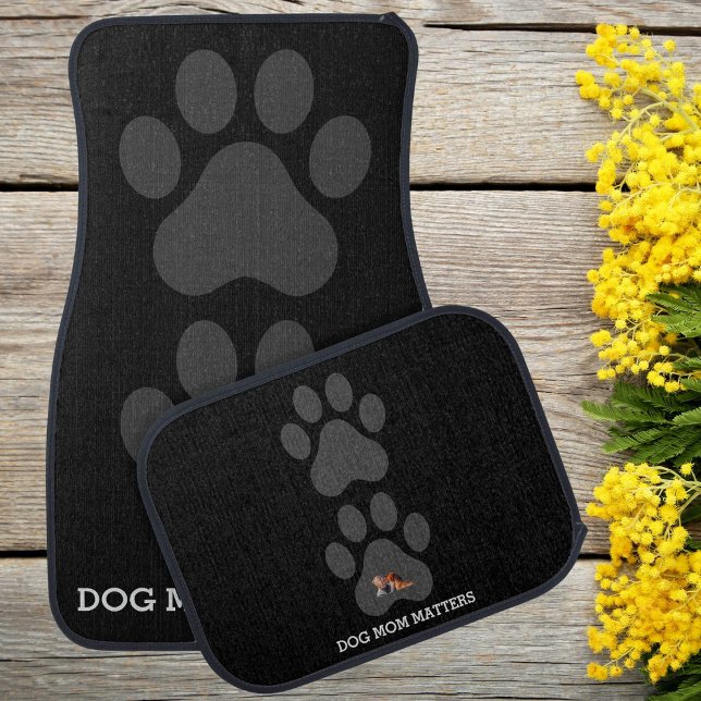 Modern Elegant DIY Dog Paw Print Cool Black & Grey Car Floor Mat (Creator Uploaded)