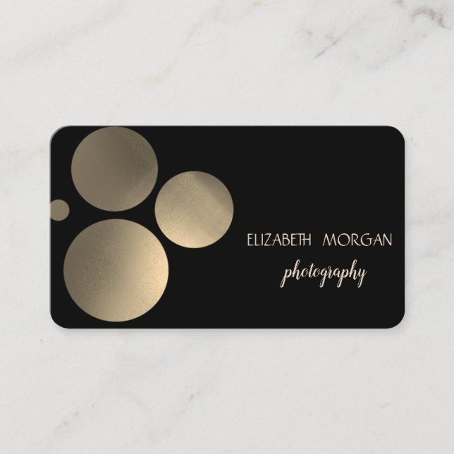 Modern Elegant,Dots,Black Business Card (Front)